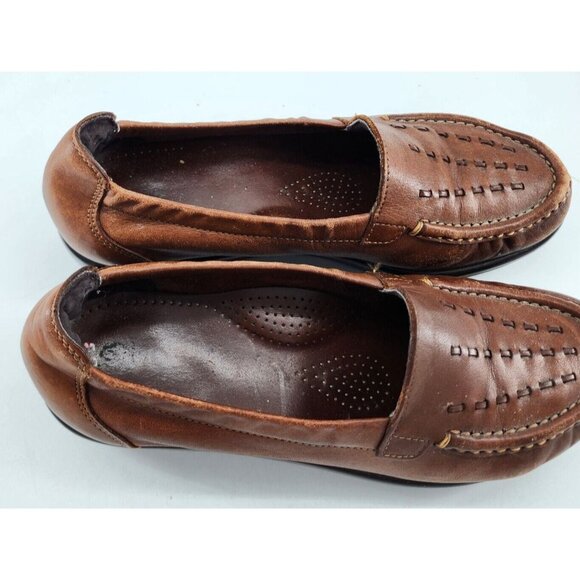 SAS Women's Weave Slip On Loafer Tripad Comfort Shoes Brown Leather Size 7.5W - Picture 7 of 12